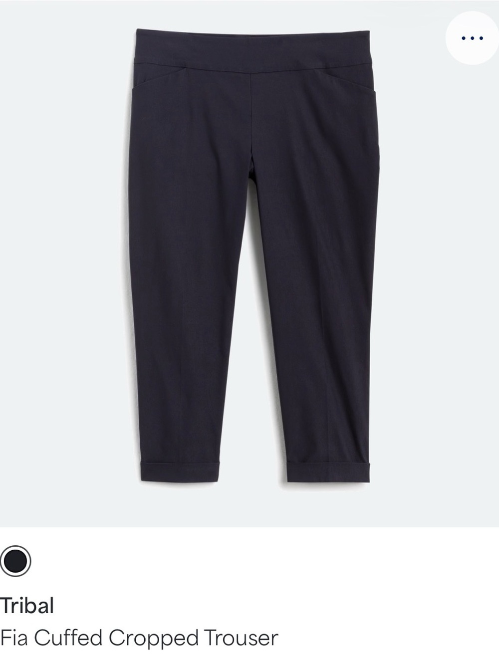 Tribal Fia Pull On Cuffed Cropped Trouser - Black
